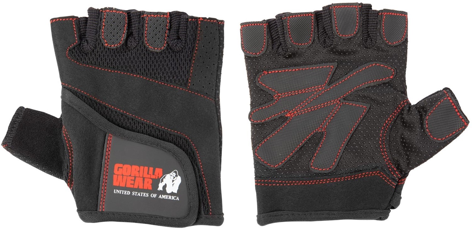 Gorilla Wear Womens Fitness Gloves - Fitness Handschoenen - Zwart / Rode Stiksels - L