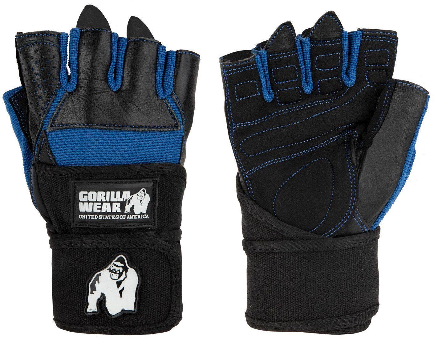 Gorilla Wear Dallas Wrist Wrap Handschoenen - Fitness Handschoenen - Zwart / Blauw - XL