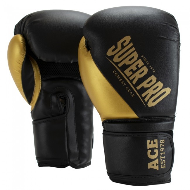 Super Pro Combat Gear Ace (Kick)Bokshandschoenen - Zwart/Goud