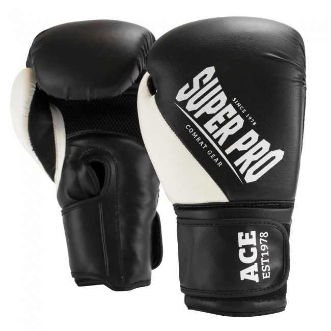 Super Pro Combat Gear Ace (Kick)Bokshandschoenen - Zwart/Wit - 10 oz