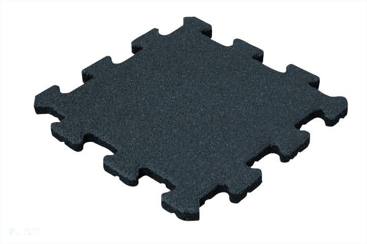 Rubber Tegel - Middenstuk - Puzzelsysteem - 50 x 50 x 2,5 cm - Zwart