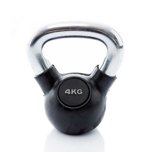 Muscle Power Rubberen Kettlebell - Zwart - 4 kg