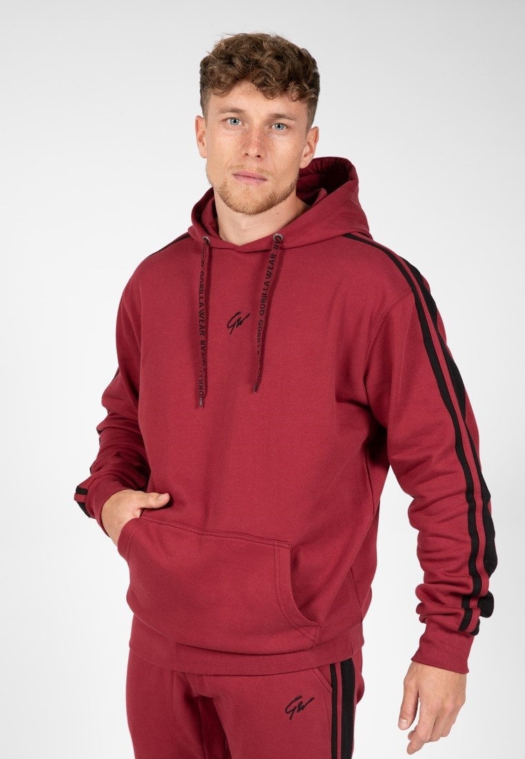 Gorilla Wear Banks Oversized Hoodie - Bordeauxrood/Zwart - 2XL