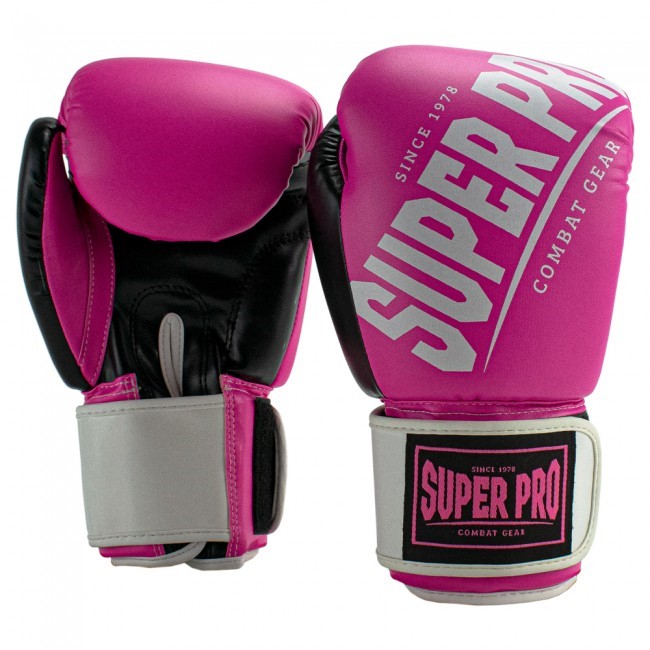 Super Pro Combat Gear Rebel (Kick)Bokshandschoenen - Zwart/Roze/Wit - 16 oz