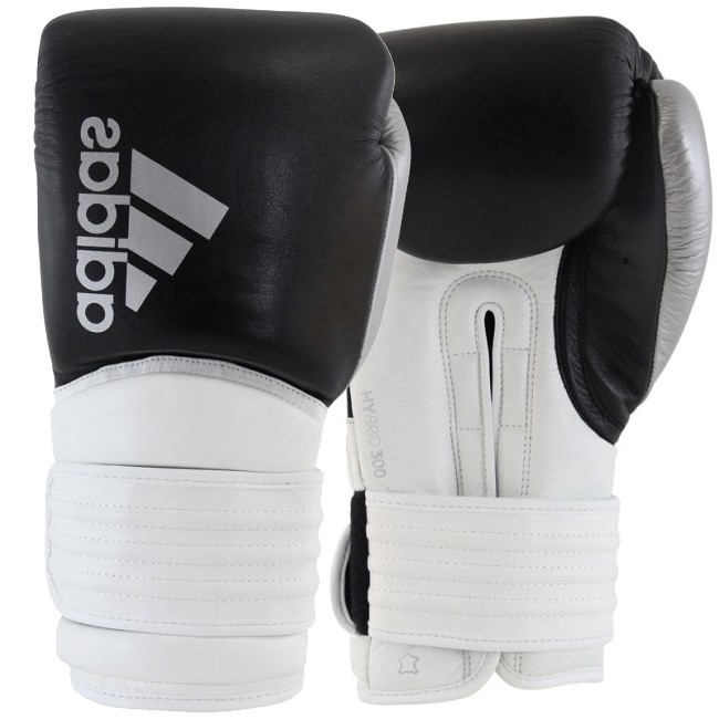 Adidas Hybrid 300 (Kick)Bokshandschoenen - Zwart/Wit/Zilver - 16 oz