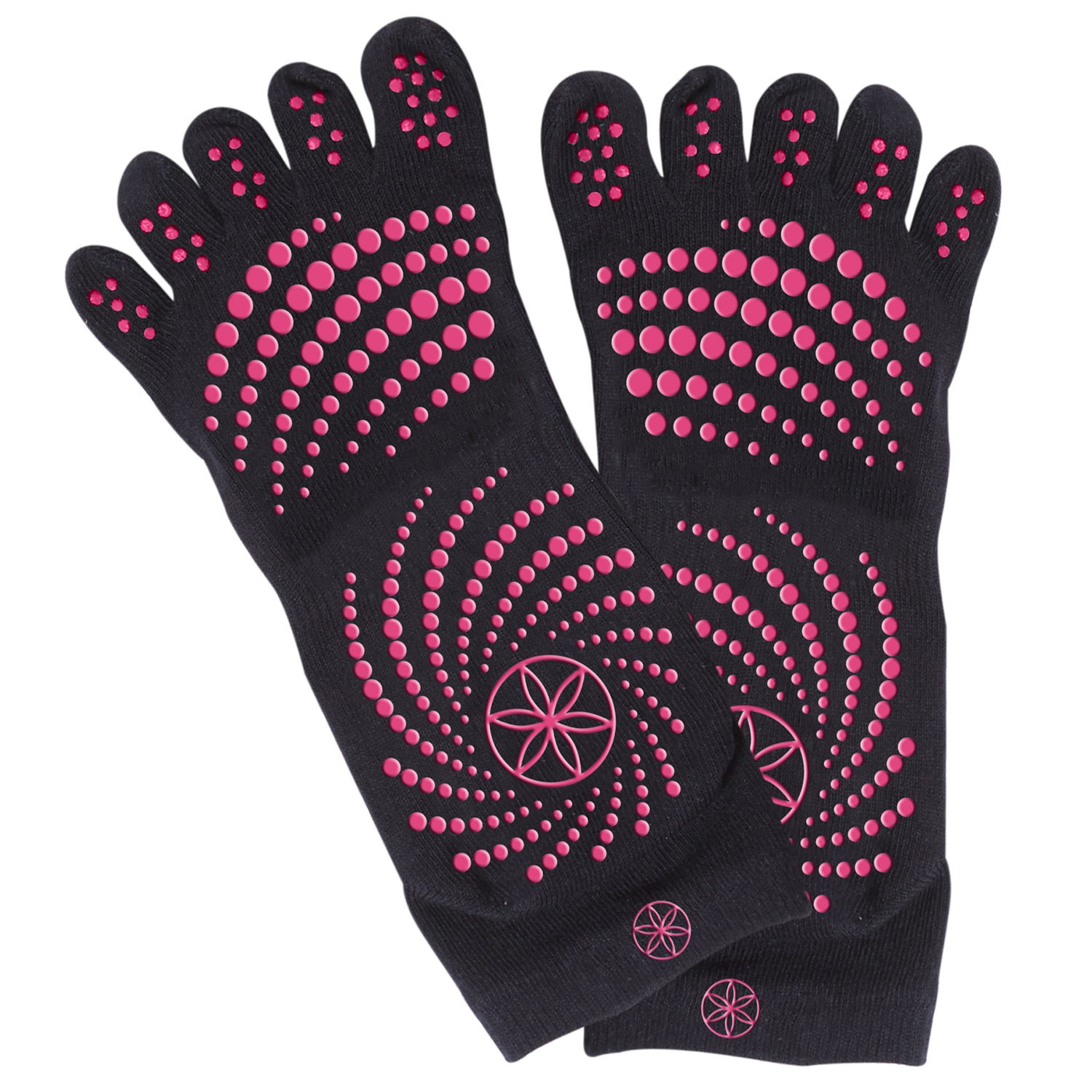 Gaiam Grippy Yoga Socks - Anti-slip Yogasokken - Zwart / Roze