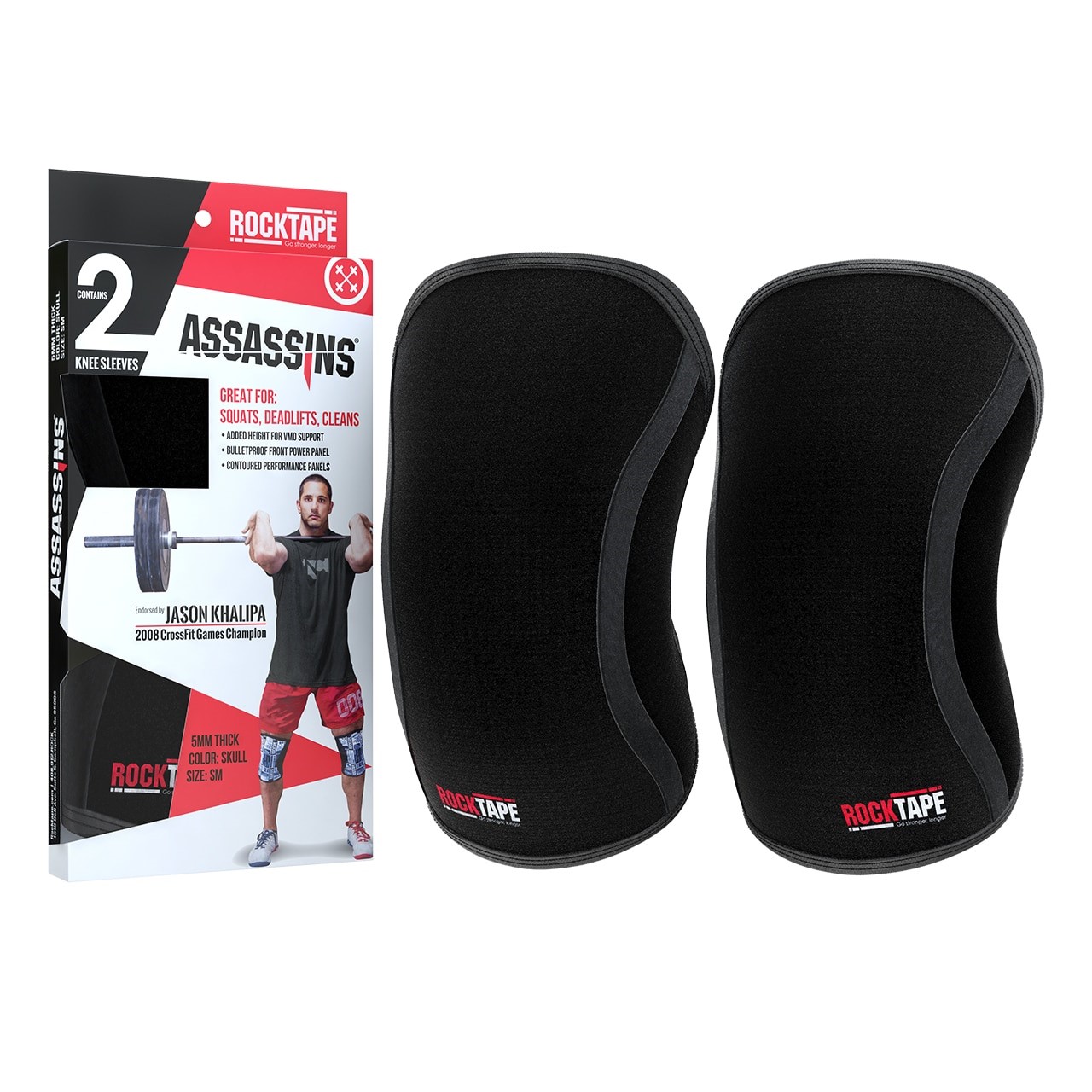 RockTape Assassins Knee Sleeves - Kniebraces - Zwart - 7 mm - XL