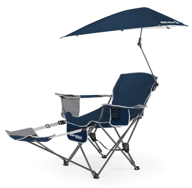 Sport-Brella Verstelbare Campingstoel - Visstoel - Strandstoel met Parasol - Blauw