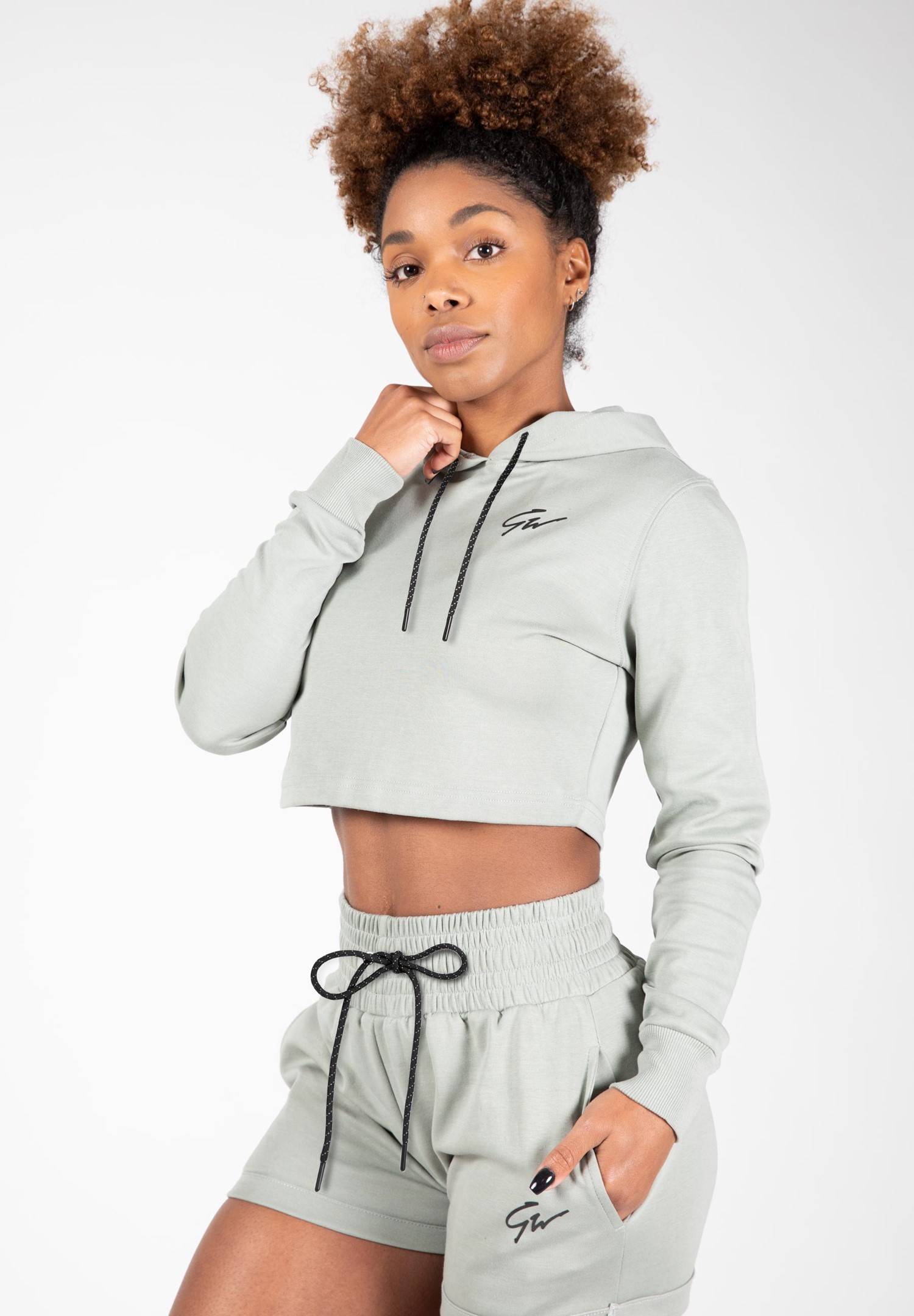 Gorilla Wear Pixley Crop Top Hoodie - Lichtgroen - L