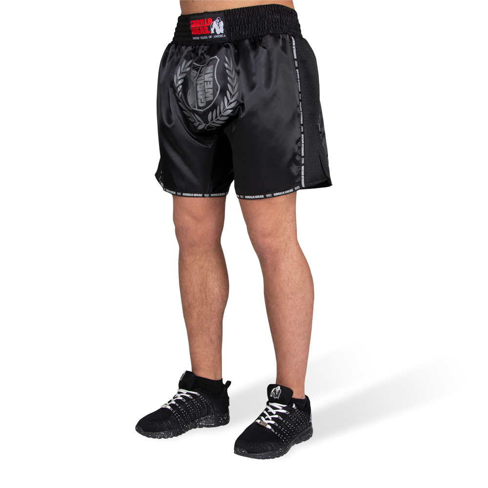 Gorilla Wear Murdo Muay Thai / Kickboxing Shorts - Zwart/Grijs - XL