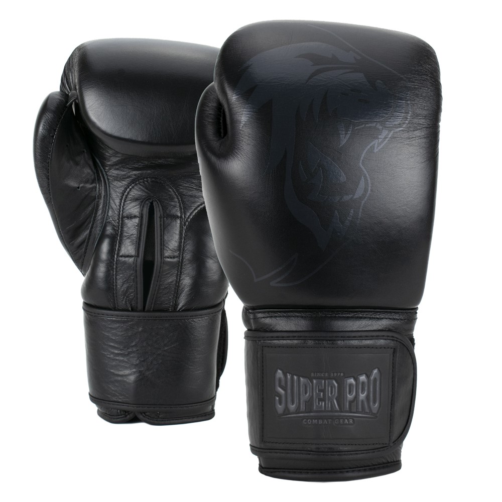 Super Pro Combat Gear Legend Lederen (Kick)Bokshandschoenen - Zwart - 10 oz