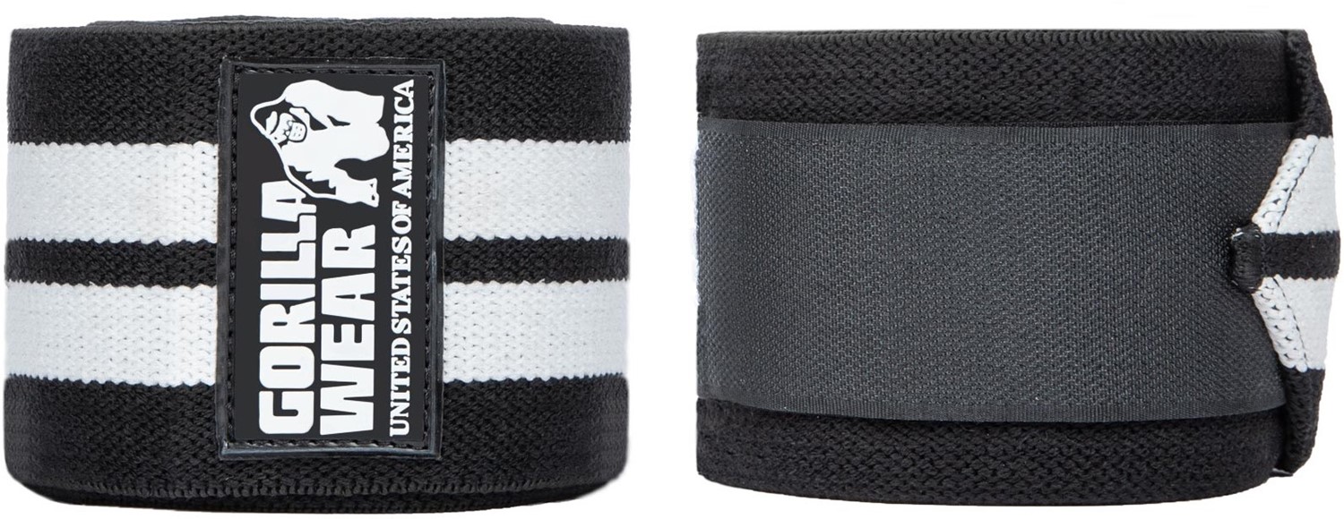 Gorilla Wear Knee Wraps - Zwart / Wit - 200 cm