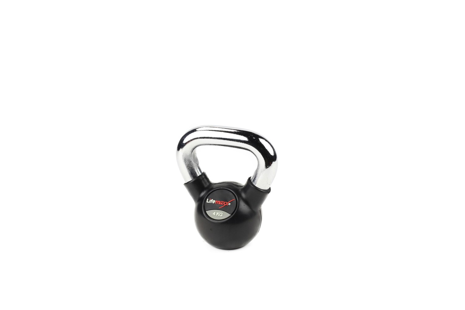 Lifemaxx Rubberen Kettlebell - met Chromen Handvat - 4 kg