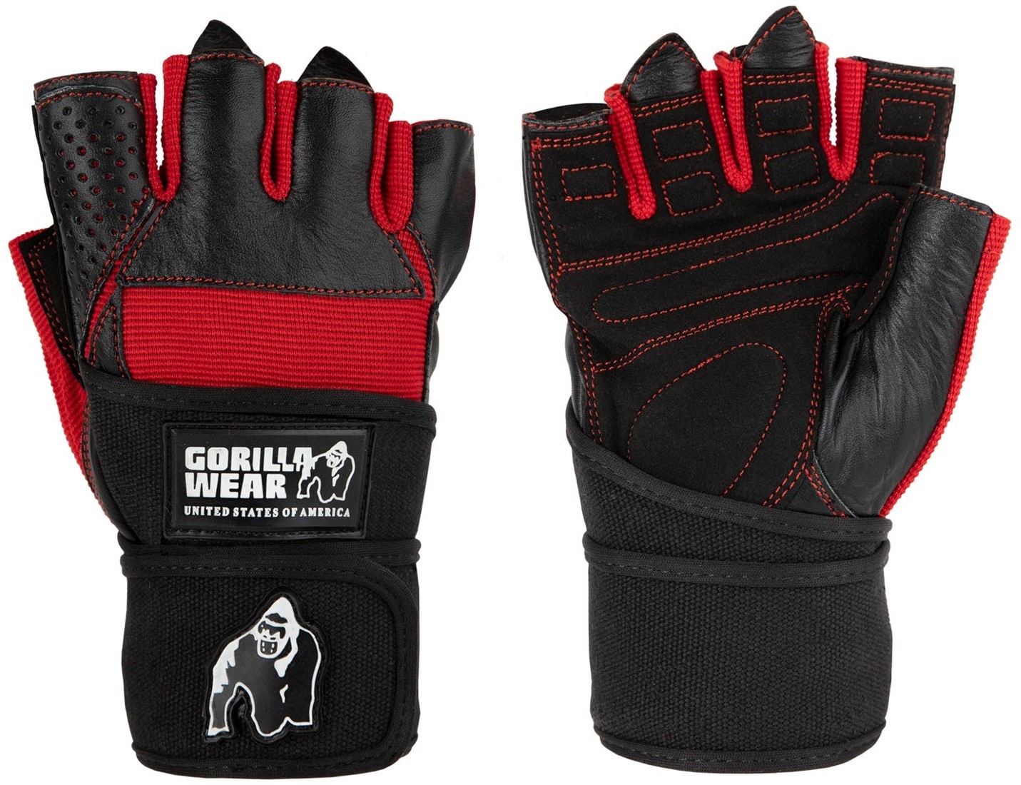 Gorilla Wear Dallas Wrist Wrap Handschoenen - Fitness Handschoenen - Zwart / Rood - 3XL