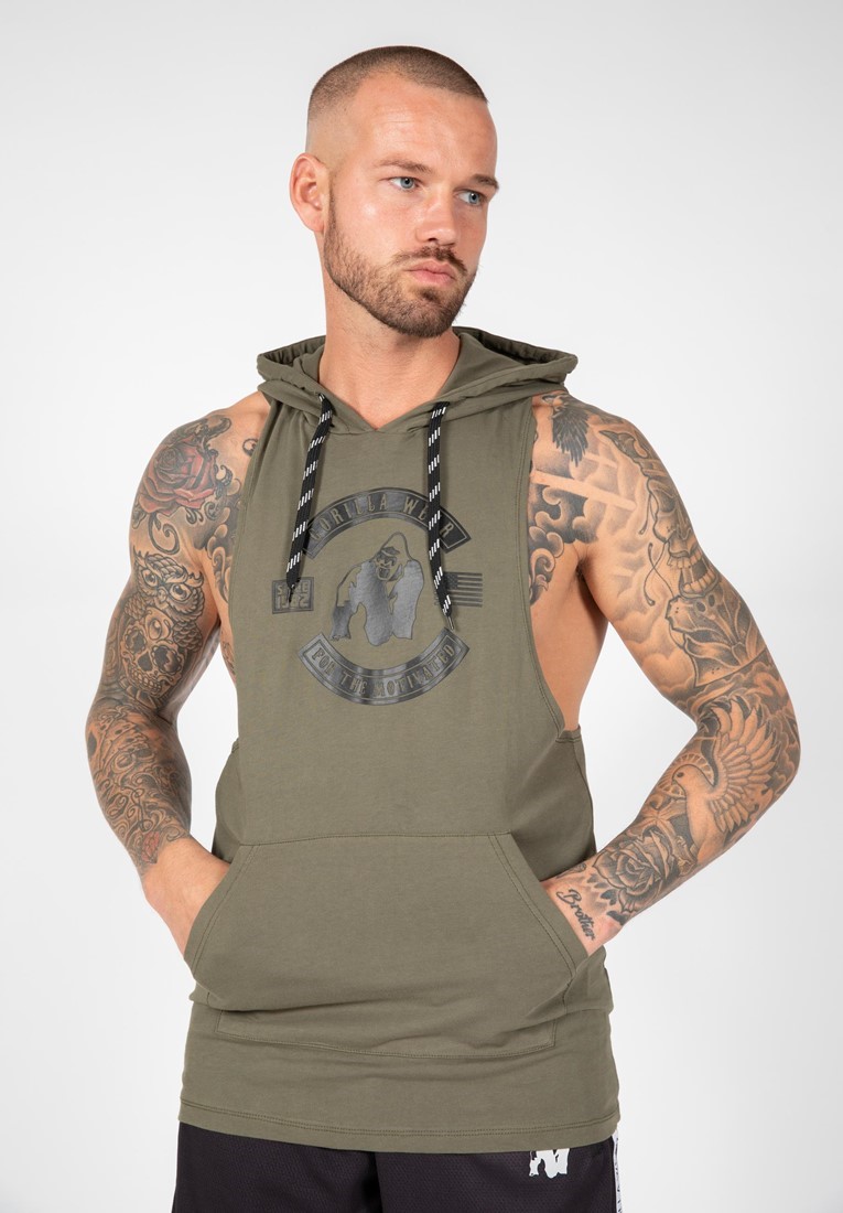 Gorilla Wear Lawrence Hooded Tank Top - Legergroen - 4XL