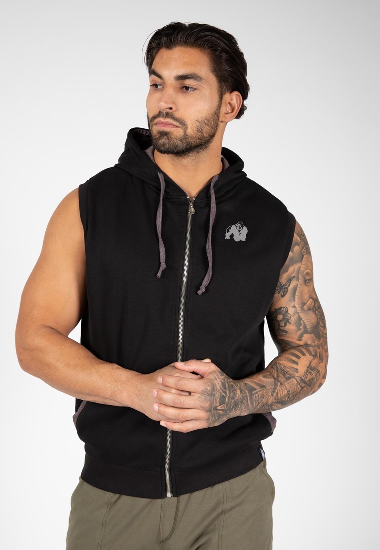 Gorilla Wear Springfield Sleeveless Zipped Hoodie - Zwart - XXL