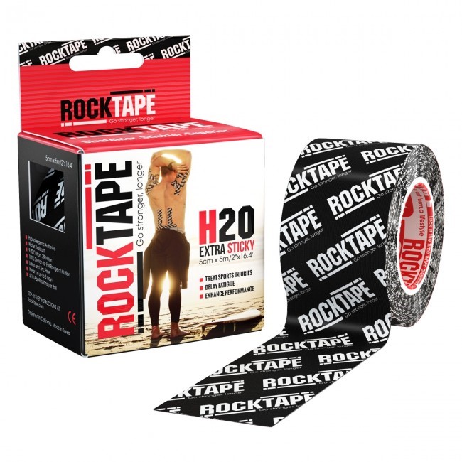 RockTape H20 Kinesiotape - Sporttape - 5 cm x 5 m - Zwart Logo