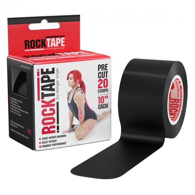 RockTape Pre-Cut Kinesiotape - Sporttape - 5 cm x 5 m - Zwart