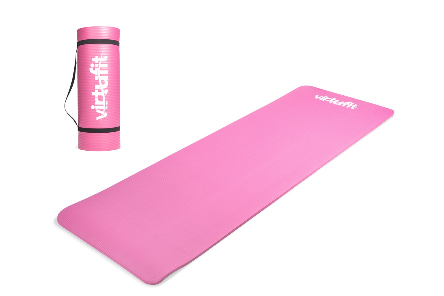 VirtuFit NBR Fitnessmat - 180 x 60 x 1,5 cm - Yogamat met Draagkoord - Roze