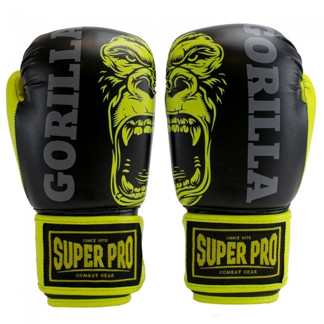 Super Pro Kids Bokhandschoenen - Gorilla - Zwart/Geel - 6 oz