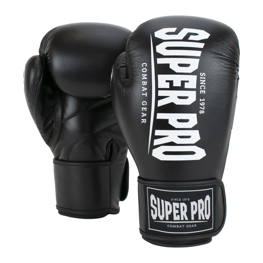 Super Pro Combat Gear Champ (Kick)Bokshandschoenen - Zwart/Wit - 14 oz