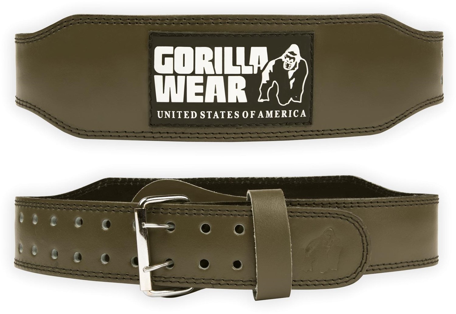 Gorilla Wear 4 Inch Padded Leather Lifting Belt - Army Green