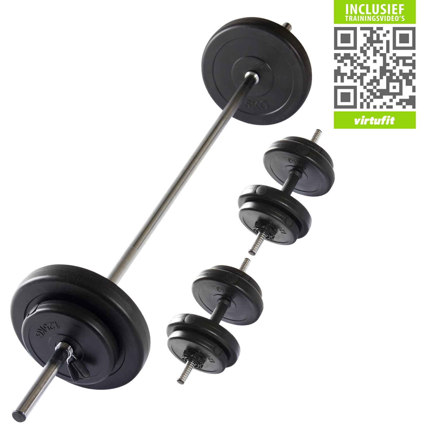 VirtuFit Verstelbare Halterset - Dumbbellset - 30,5 kg - Zwart - Gratis Trainingsvideo's