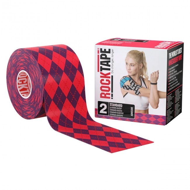 RockTape Classic Kinesiotape - Sporttape - 5 cm x 5 m - Roze Ruit