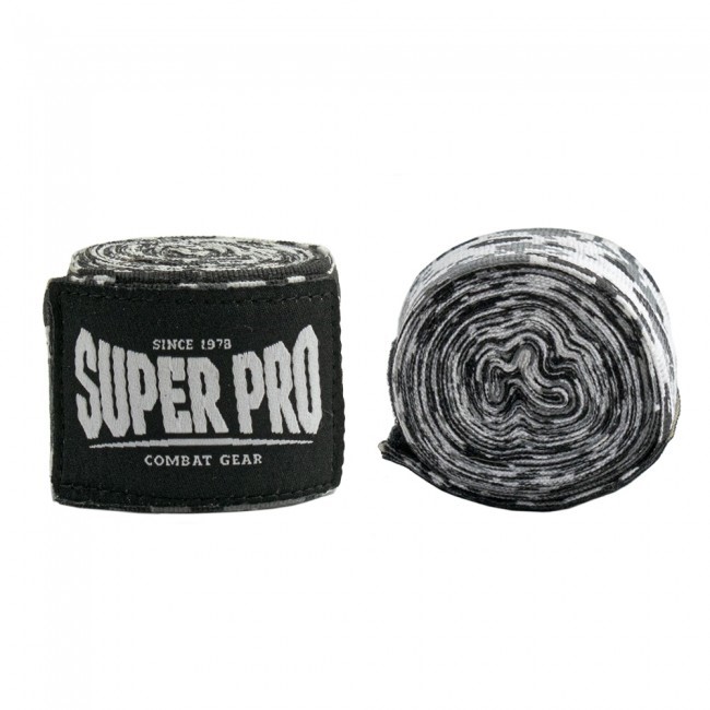 Super Pro Combat Gear Semi-Elastische Bandages - Camo Zwart/Grijs/Wit - 250 cm