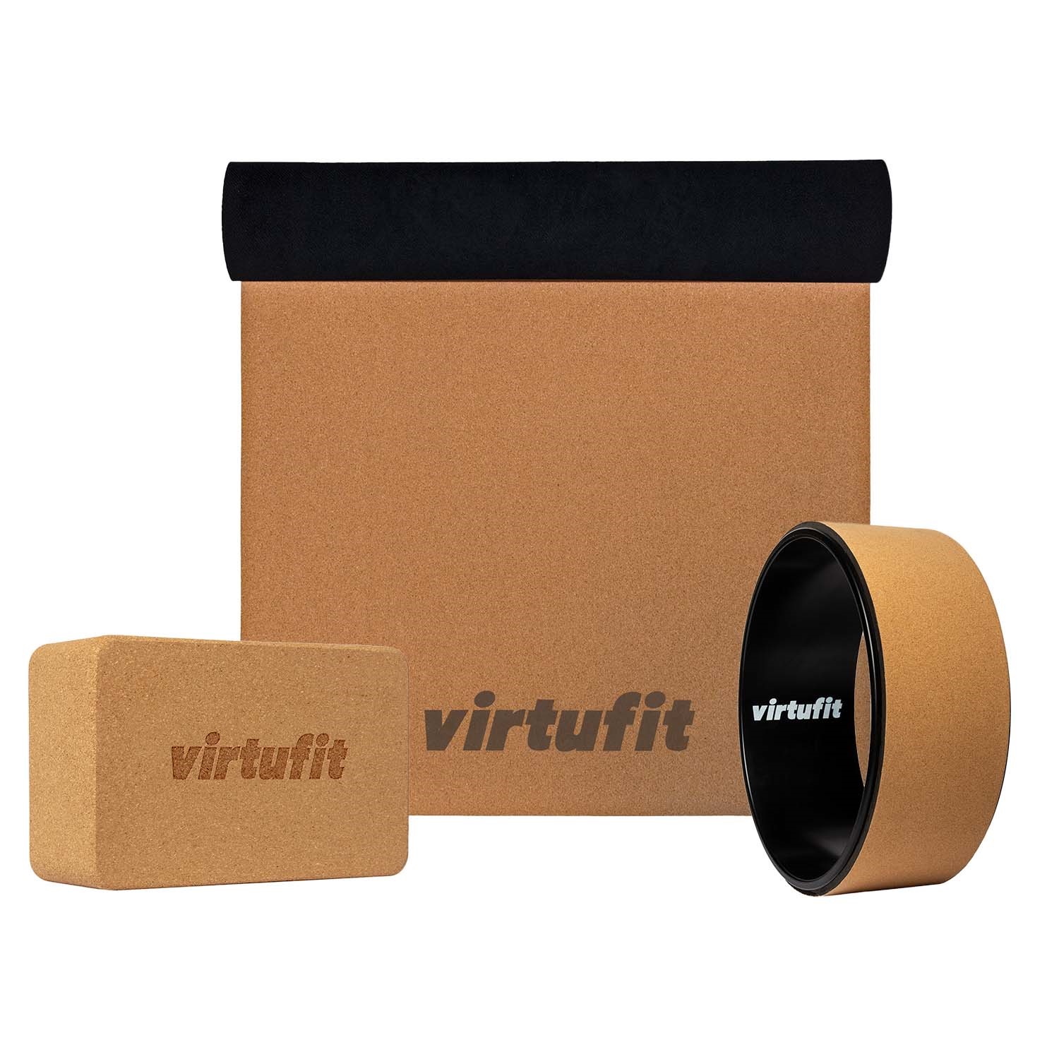 VirtuFit Premium Kurk Yoga Kit - 3-Delig - Ecologisch