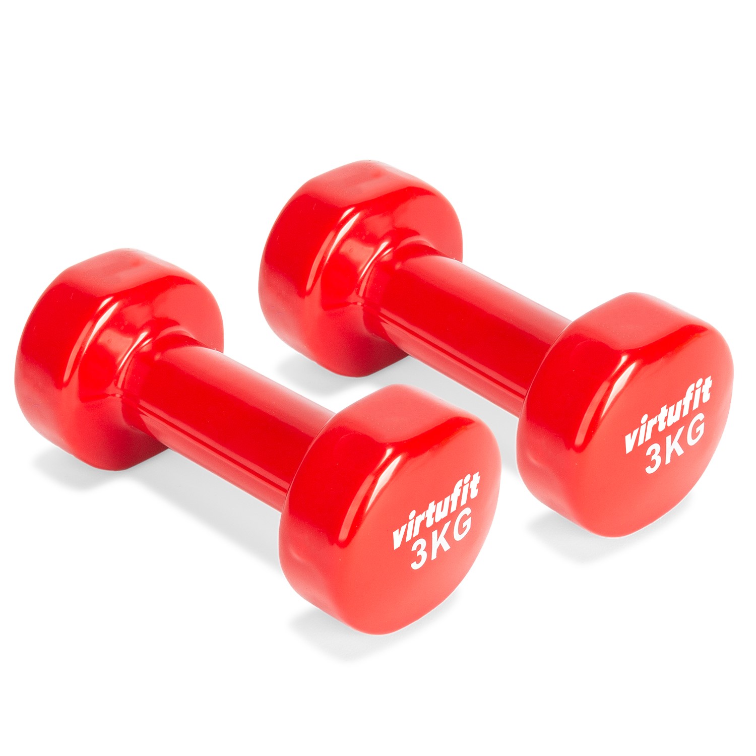 VirtuFit Vinyl Dumbbell Set Pro - 2 x 3 kg - Rood