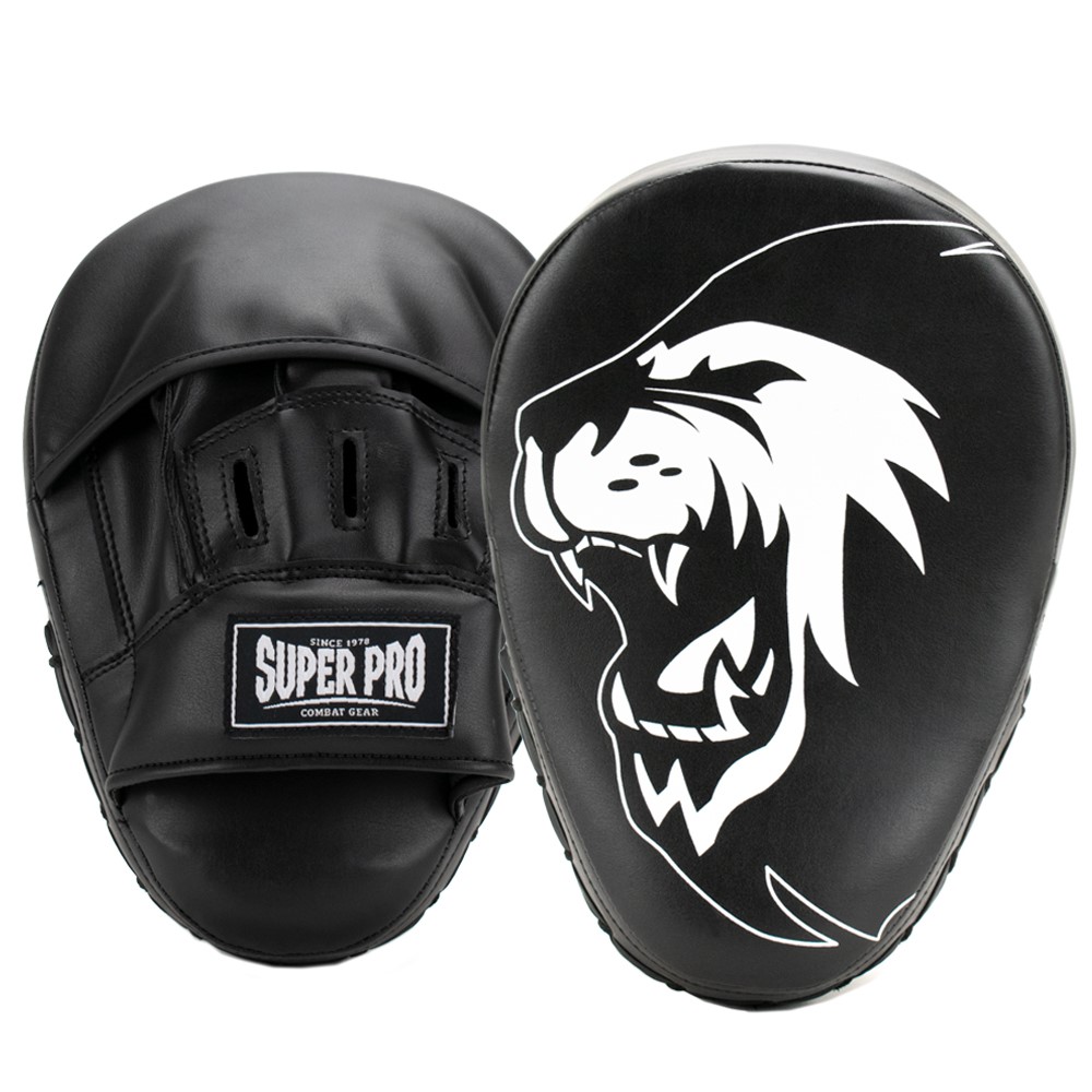 Super Pro Combat Gear Curved PU Handpads - Zwart / Wit