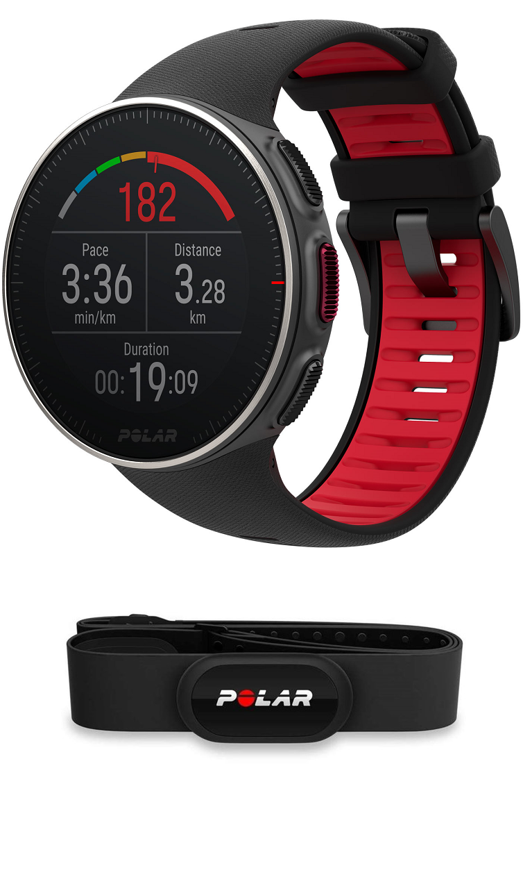 Polar Vantage V Titan Multisporthorloge HR - met H10 Hartslagsensor - Zwart/Rood