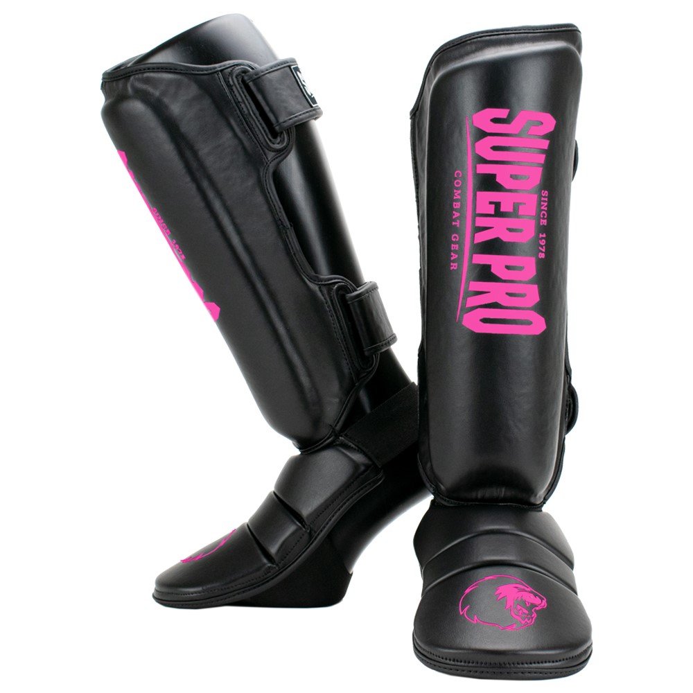 Super Pro Combat Gear Protector Scheenbeschermers - Zwart/Roze - XXS