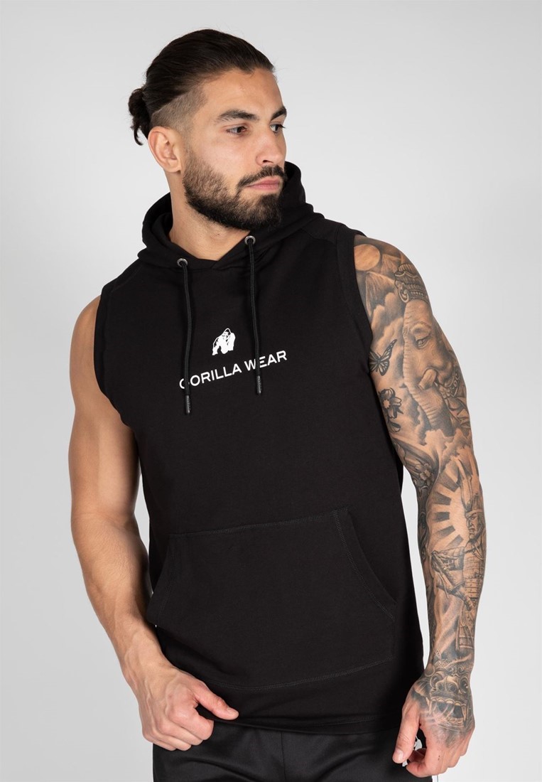 Gorilla Wear Lincoln Mouwloze Hoodie - Zwart - 4XL