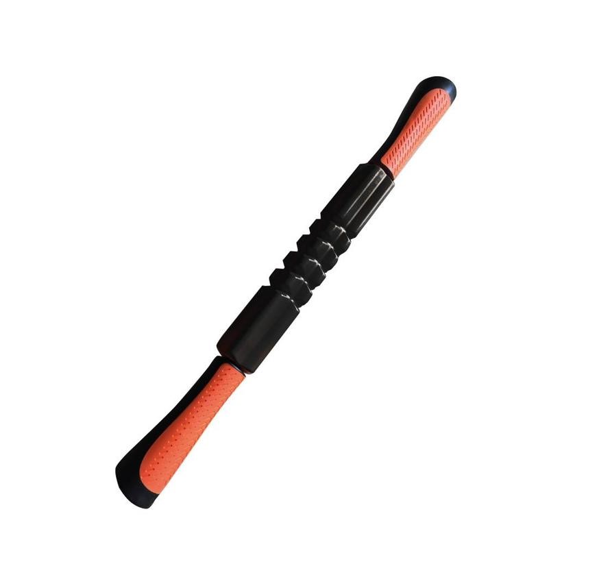 Toorx Massage Stick - met grepen - Zwart/Oranje