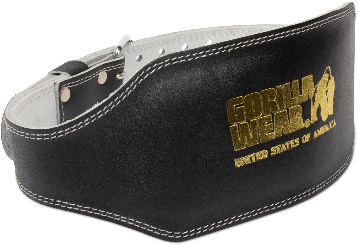 Gorilla Wear 6 Inch Padded Leather Lifting Belt - Black/Gold