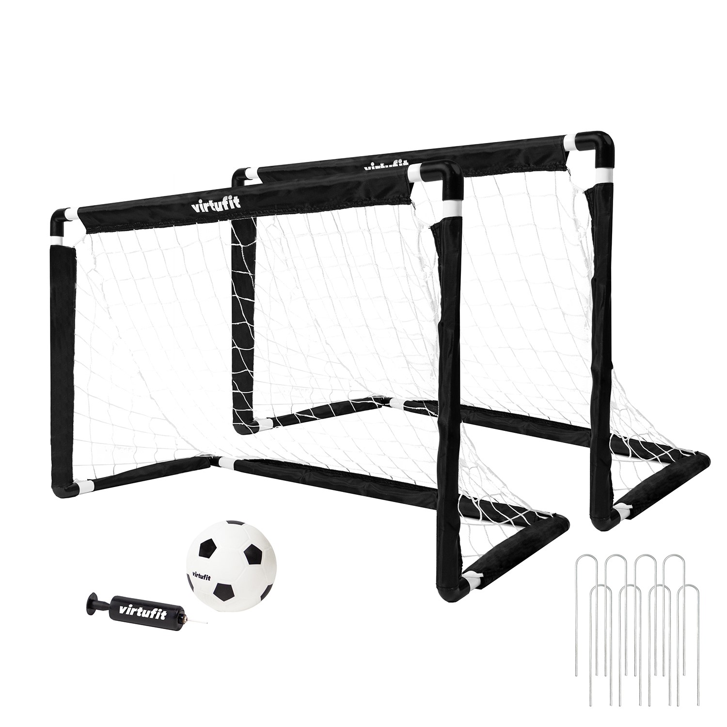 VirtuFit Kinder Voetbaldoelen Set met 2 Ballen en Pomp - Voetbalgoals - 92 x 64 cm