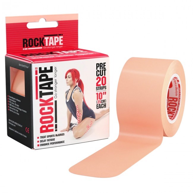 RockTape Pre-Cut Kinesiotape - Sporttape - 5 cm x 5 m - Beige