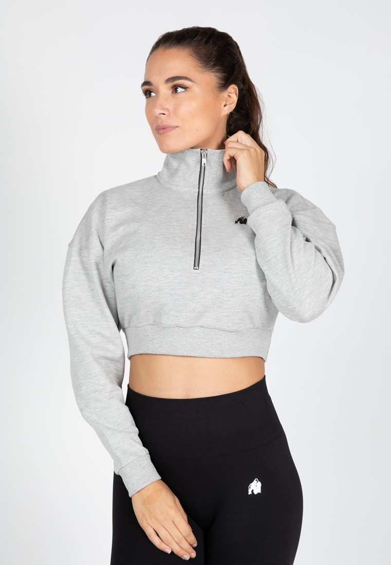 Gorilla Wear Ocala Cropped Half-Zip Sweatshirt - Grijs