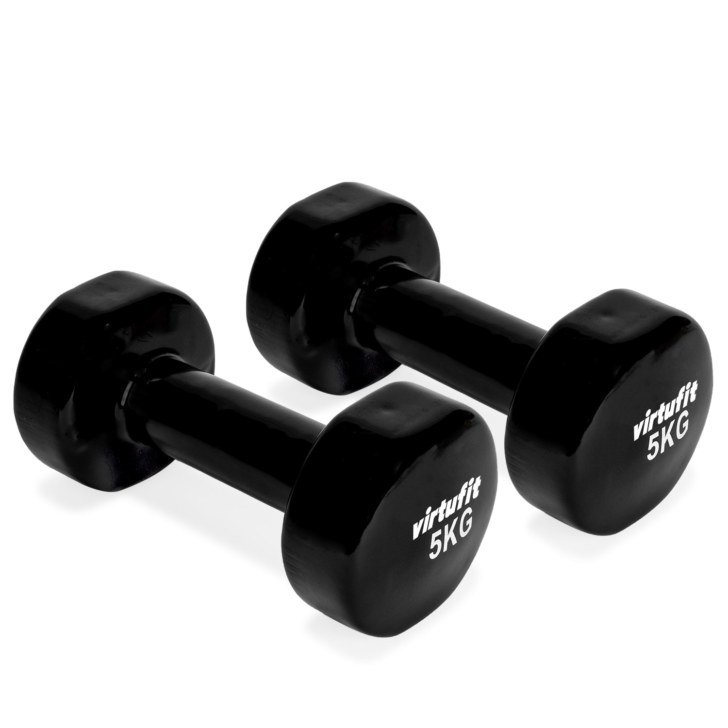 VirtuFit Vinyl Dumbbell Set Pro - 2 x 5 kg - Zwart