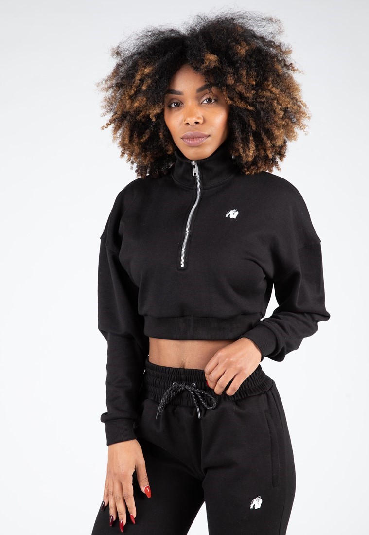 Gorilla Wear Ocala Cropped Half-Zip Sweatshirt - Zwart