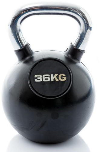 Muscle Power Rubberen Kettlebell - Zwart - 36 kg