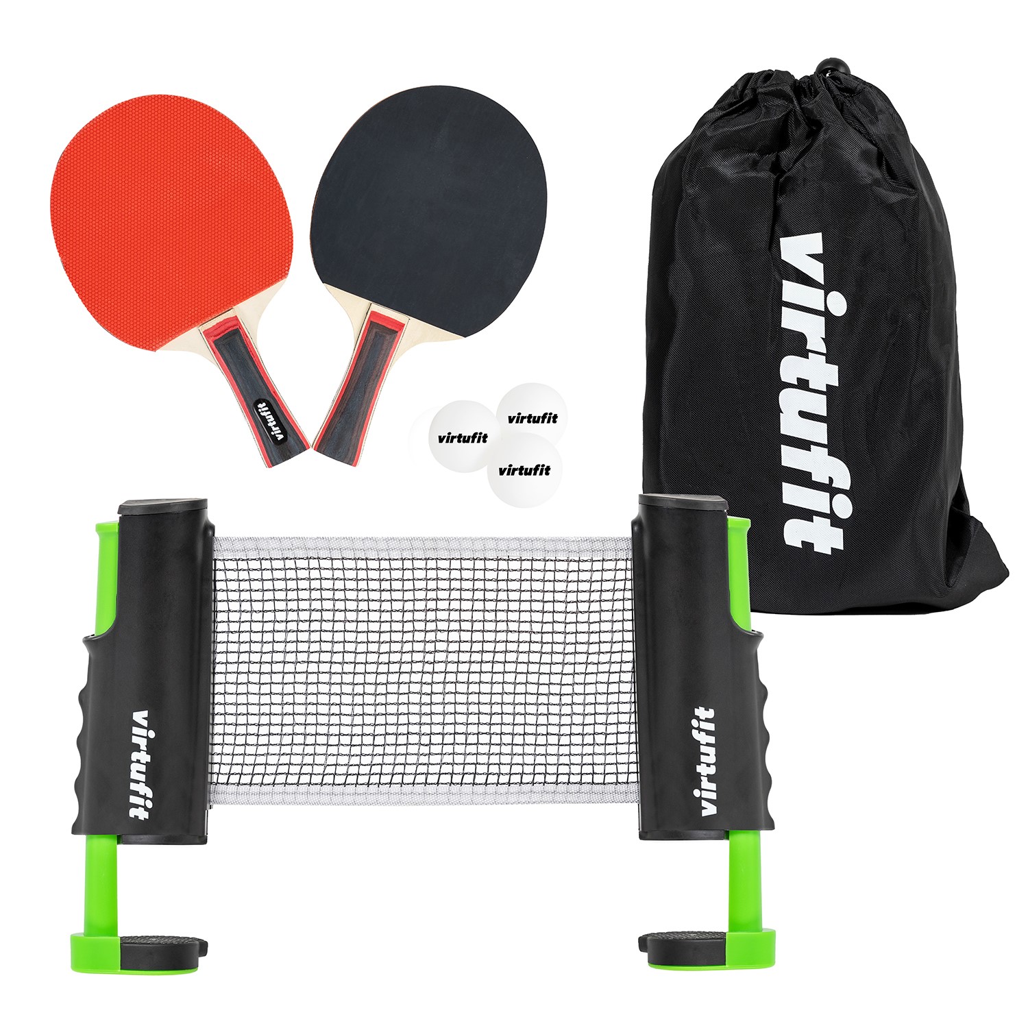 VirtuFit Verstelbaar Tafeltennisset - Met batjes en 3 ballen