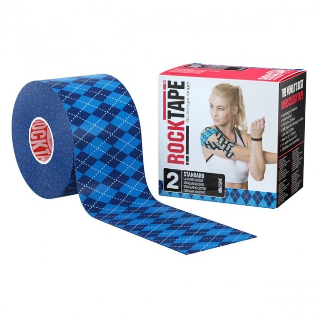 RockTape Classic Kinesiotape - Sporttape - 5 cm x 5 m - Blauw Ruit