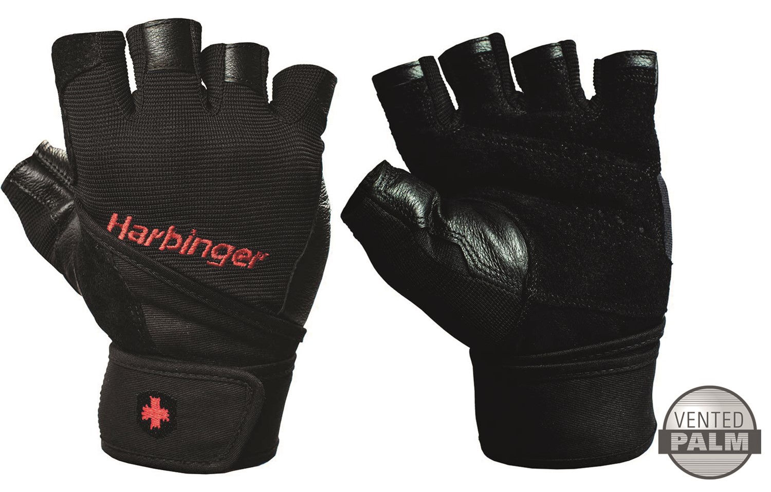 Harbinger Men's Pro Fitness Handschoenen met Wrist Wrap - Zwart