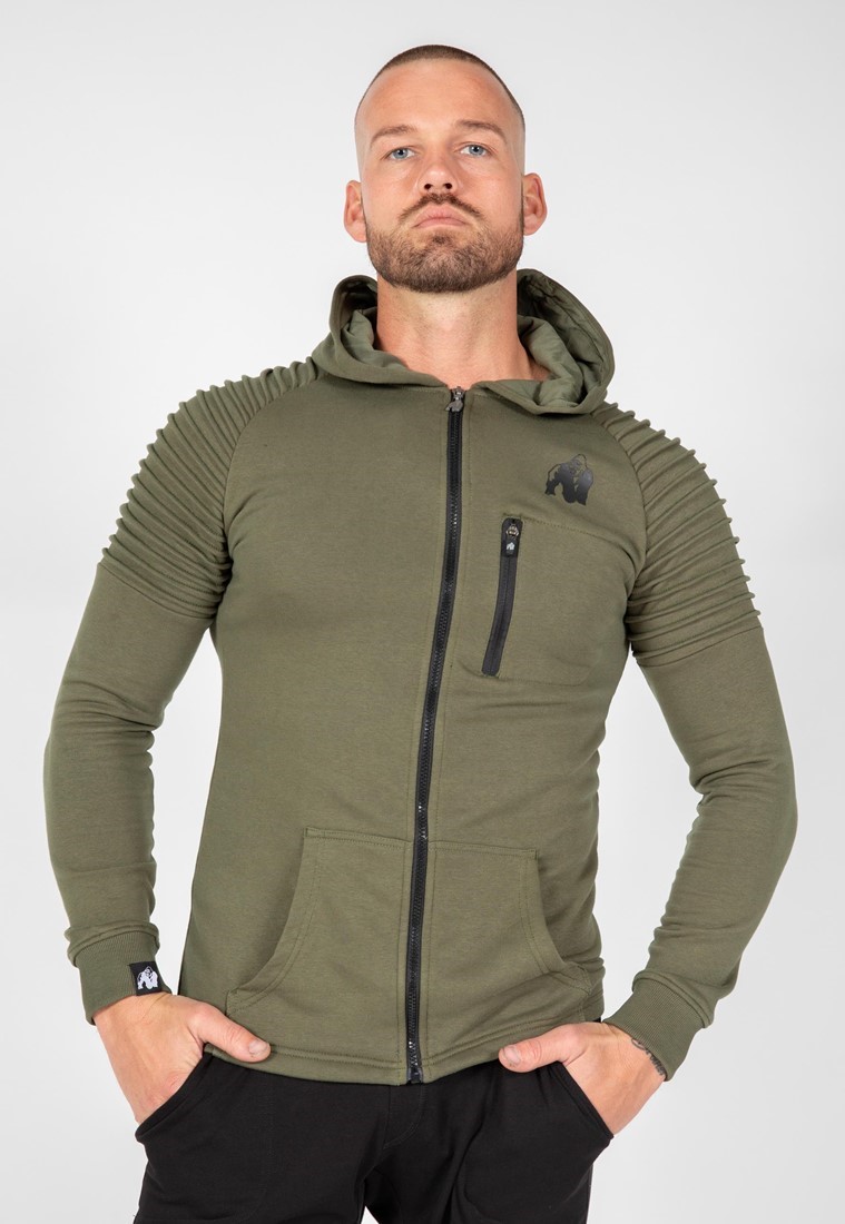 Delta Zipped Hoodie - Army Green