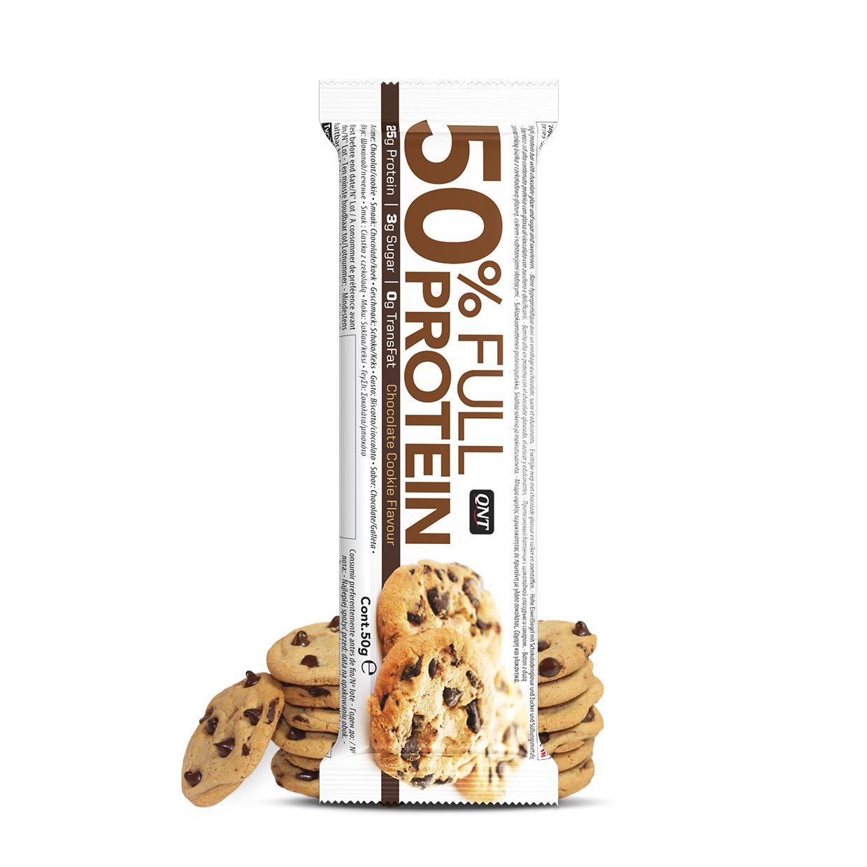 QNT 50% Full Protein Bar - Eiwit Reep - 12 x 50 gr - Chocolate Cookie