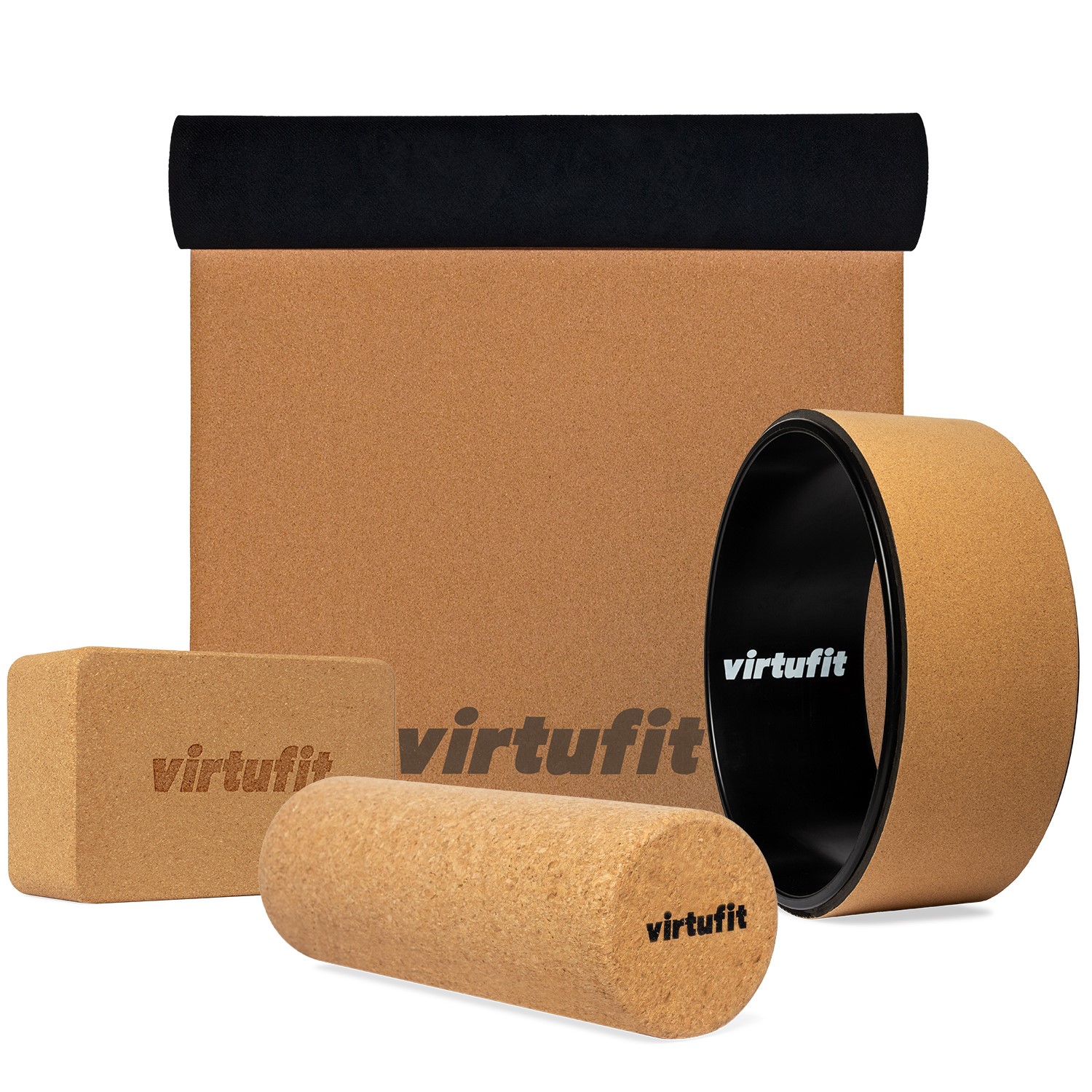 VirtuFit Premium Kurk Yoga Kit - 4-Delig - Ecologisch