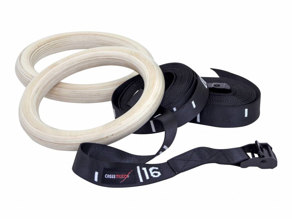 Lifemaxx Crossmaxx Houten Crossfit Ringen - Inclusief Straps